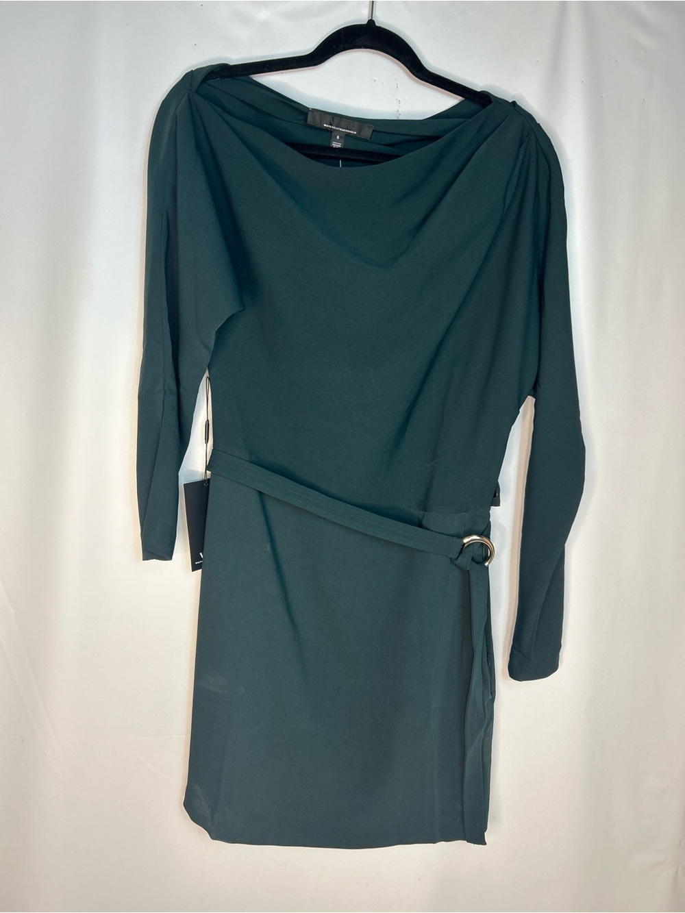 White House Black Market One-Shoulder Teal Wrap Dress